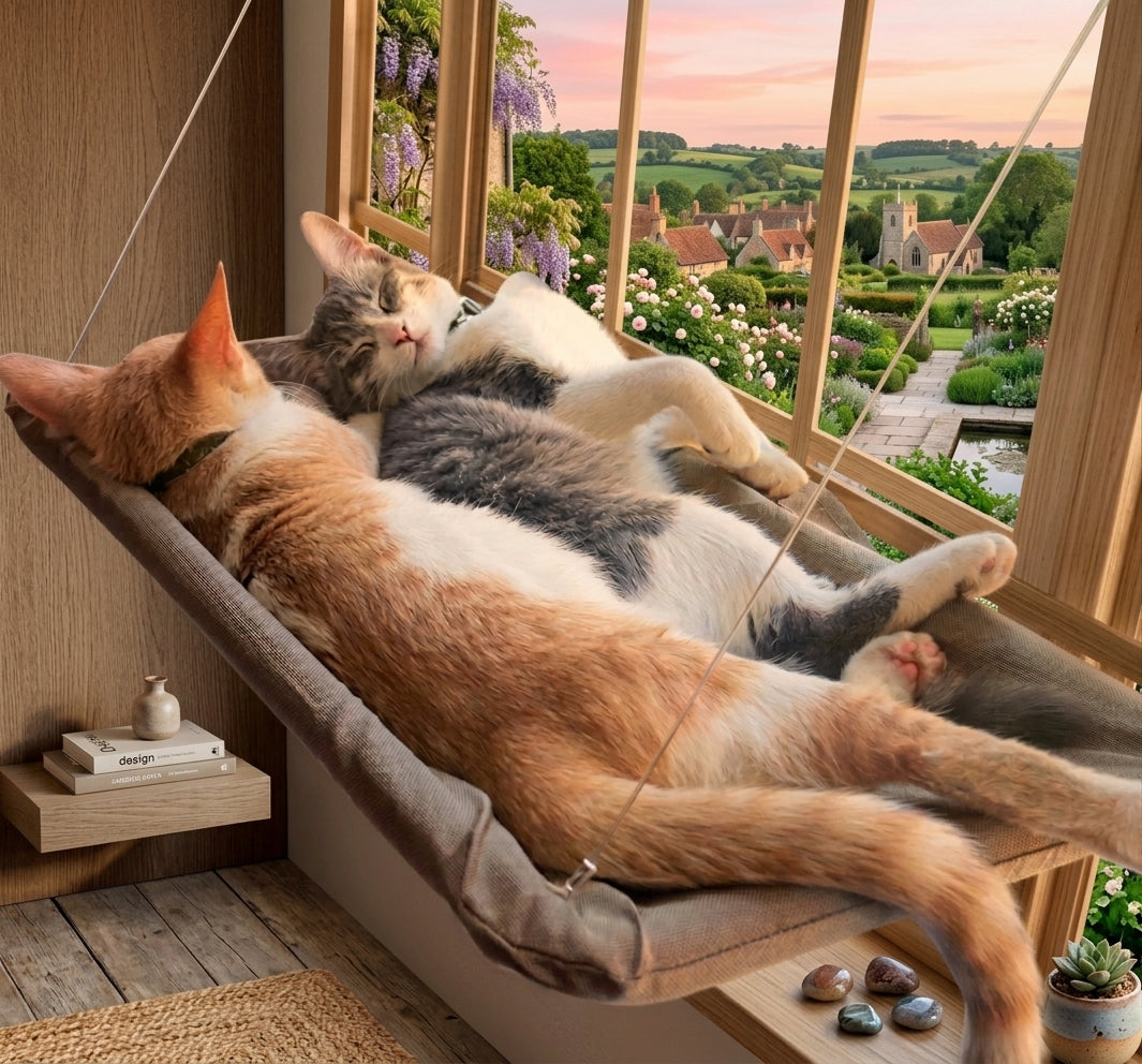 Hamaca para Gatos 5 en 1 — Cama de Ventana, Casita y Estructura de Escalada (hasta 20 kg)