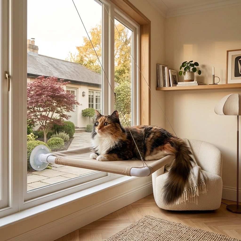 Hamaca para Gatos 5 en 1 — Cama de Ventana, Casita y Estructura de Escalada (hasta 20 kg)