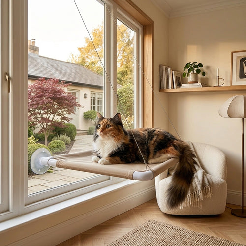 Hamaca para Gatos 5 en 1 — Cama de Ventana, Casita y Estructura de Escalada (hasta 20 kg)