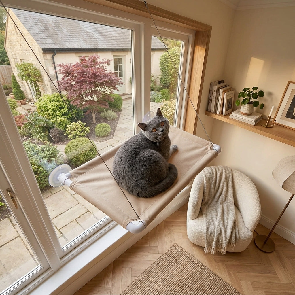 Hamaca para Gatos 5 en 1 — Cama de Ventana, Casita y Estructura de Escalada (hasta 20 kg)