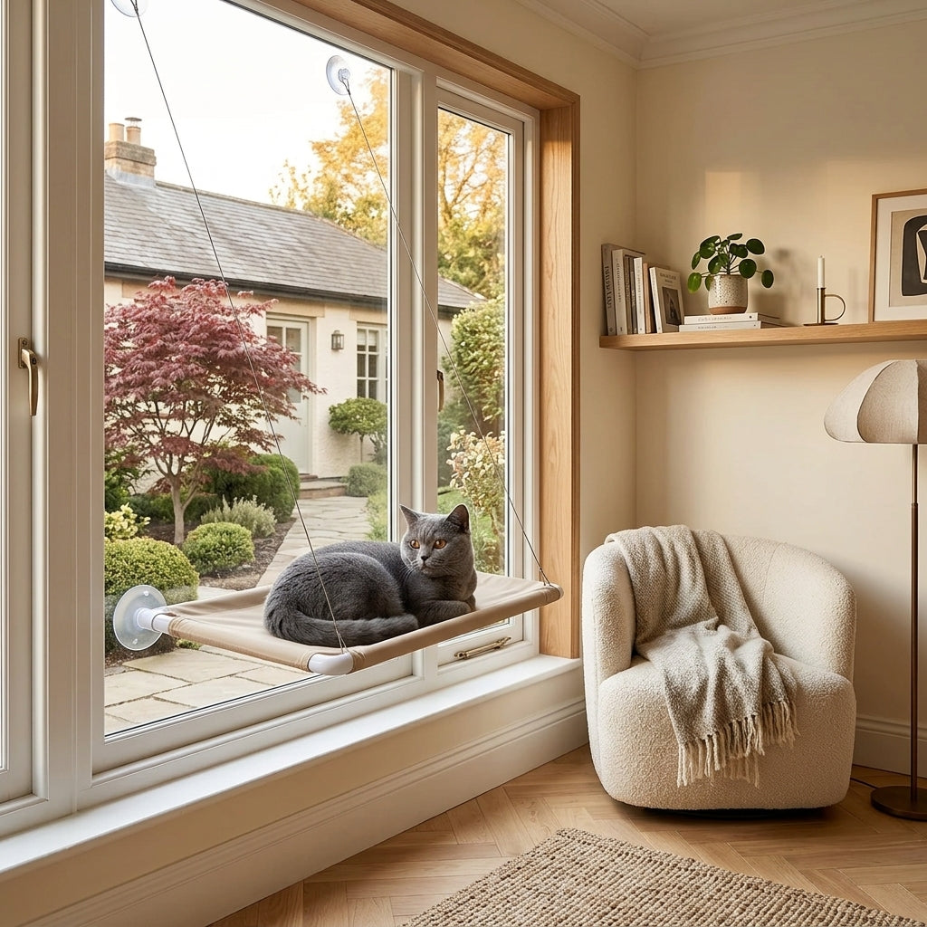 Hamaca para Gatos 5 en 1 — Cama de Ventana, Casita y Estructura de Escalada (hasta 20 kg)
